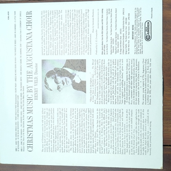 Christmas Music: By The Agustana Choir, LP Record 1960 - Picture 3 of 8